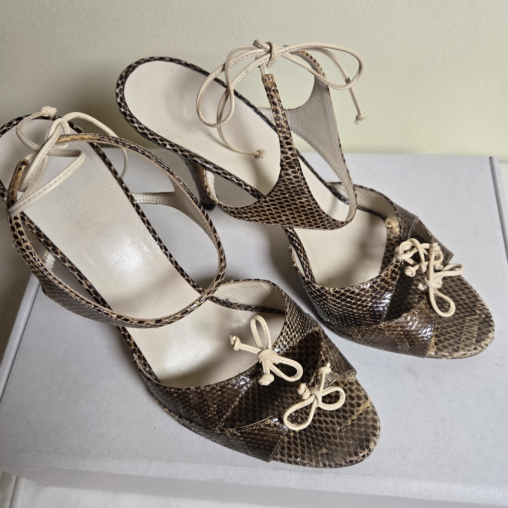 Vintage Gucci Brown Snakeskin Women's Heels - Picture 3 of 7
